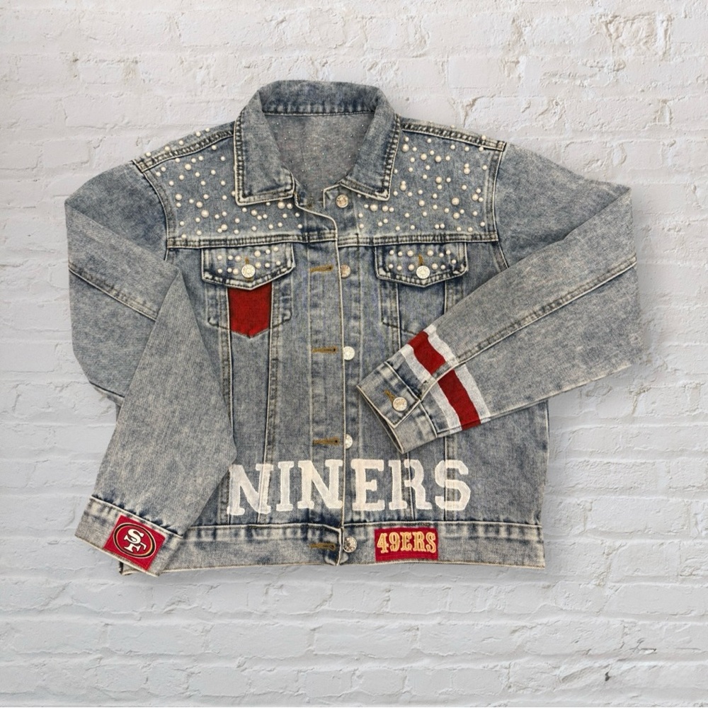 Women's Denim Jean Jacket with Embellishments